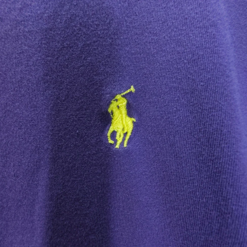 Vintage Polo Ralph Lauren Mens Large Purple V-Neck Pony Logo T-Shirt Streetwear
